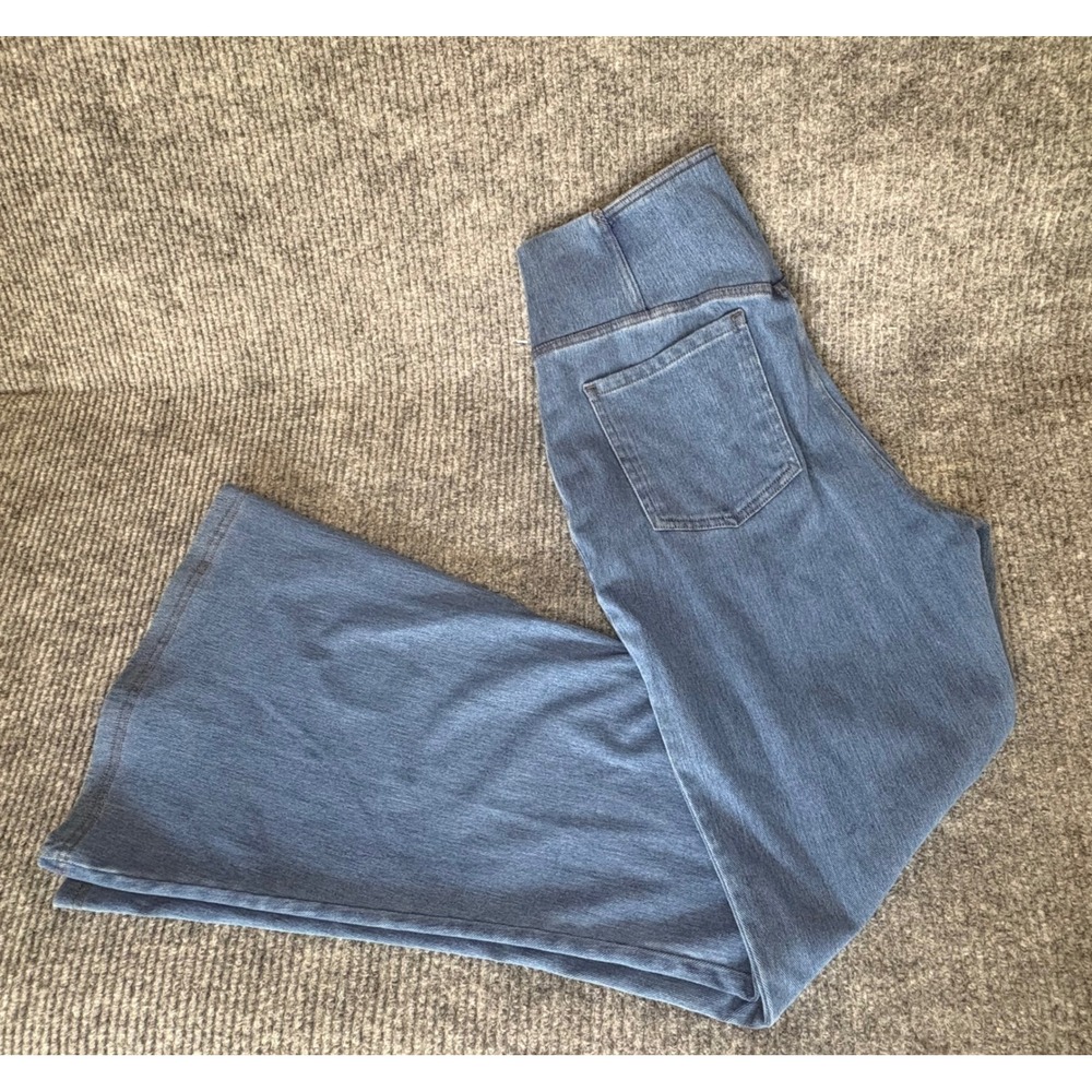 IUGA Blue Denim Look Crossover High Waist Flare Leggings Bootcut Yoga Pants L